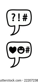Online chat bubble used in social media posts. Online message - impression in signs and symbols. Contour graphics.