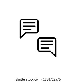 Online chat bubbles vector icon. Talking via messenger. Conversation icon. For freelance, distant work, online educational resources, courses, universities, schools, social media. Minimalist line art.