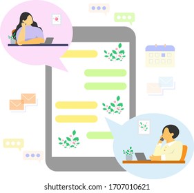 Online chat and  call phone social network concept design vector.