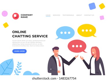 Online chat communication support flat graphic design banner poster vector concept illustration