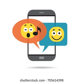 Concepto de chat en línea. Ilustración vectorial. Comunicación en línea. Notificación de conversación. Burbujas de discursos. Estilo plano. Interfaz de usuario.