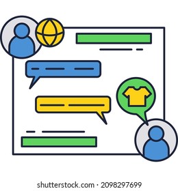 Online chat with customer icon. Vector support service call center for help in message. Contact and feedback with operator or shop assistant
