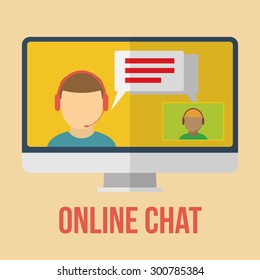 Online chat icon. Flat design vector illustration. 