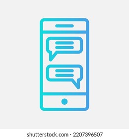 Icono de chat en línea con estilo de degradado sobre comunicación, uso para presentación de aplicación móvil del sitio web