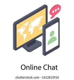 
Online chat icon in isometric design
