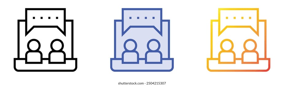 online chat icon. Linear, Blue Fill and Gradient Style Design Isolated On White Background