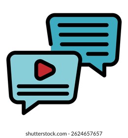 Online chat icon. Outline online chat vector icon color flat isolated