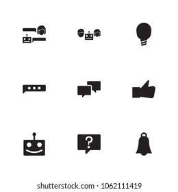 Online chat icon set and support with conversation, smart and happy robot. Team conversation related online chat icon vector items for web UI logo design.