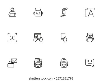 Online chat line icon set. Algorithm, bot, correspondence. Communication concept. Can be used for topics like information technology, robotic science, machine learning