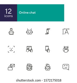 Online chat line icon set. Algorithm, bot, correspondence. Communication concept. Can be used for topics like information technology, robotic science, machine learning