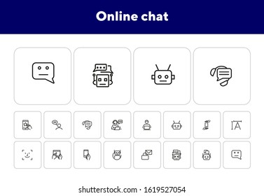 Online chat line icon set. Algorithm, bot, correspondence. Communication concept. Can be used for topics like information technology, robotic science, machine learning