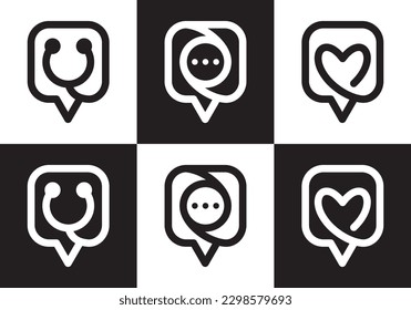 online chat logo design. doctor talk consult symbol icon vector