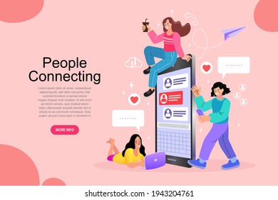 Online chat man and woman. social network concept. Chat easily landing page website. illustration vector flat design. 