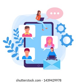 Online chat message concept. Vector flat cartoon design graphic illustration