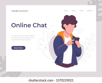 Online chat people texting, can be used for landing page, ui, web, app intro card, editorial, flyer, and banner.