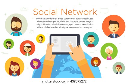 Online chat social network illustration