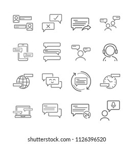 Online chat and talk icon. 30x30 pixel. Editable stroke. Vector illustration.