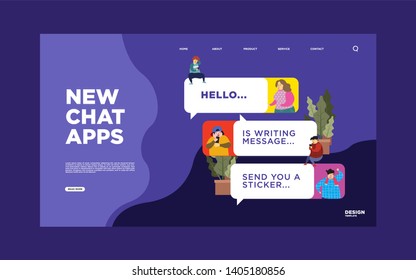 Online chat, vector illustration design concept, qna, people use smartphone for chatting in social media, instant message can use for, landing page, template, ui, web, homepage, poster, banner, flyer	