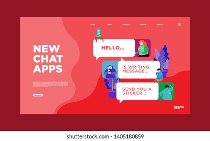 Online chat, vector illustration design concept, qna, people use smartphone for chatting in social media, instant message can use for, landing page, template, ui, web, homepage, poster, banner, flyer	