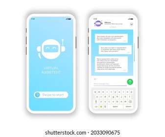 La aplicación móvil de las ventanas de chat en línea está aislada en fondo blanco. Charla de comunicación social. Aplicación de mensajería de texto de grupo. Vector 10 eps