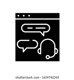Online chating black icon, concept illustration, vector flat symbol, glyph sign.