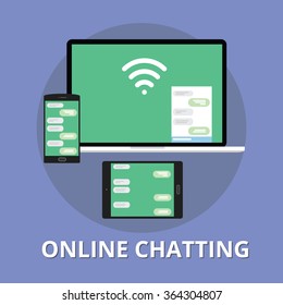 online chatting chat technology multi platform with phone notebook and tab