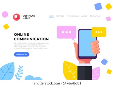 Online chatting communication concept. Vector flat cartoon graphic design illustration