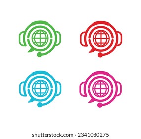 icono de chat en línea con web y auriculares