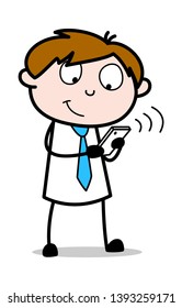 Online Chatting - Office Salesman Employee Cartoon Vector Illustration﻿