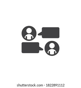 Icono de vector de charla en línea. Las burbujas de voz del diálogo llenaron el signo plano para el concepto móvil y el diseño web. Icono de glifo de comunicación de la gente. Símbolo, ilustración del logotipo. Gráficos vectoriales