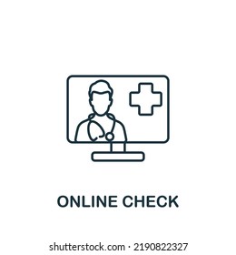 Online Check Icon. Line Simple Health Check Icon For Templates, Web Design And Infographics