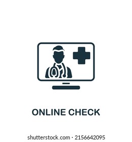 Online Check Icon. Monochrome Simple Health Check Icon For Templates, Web Design And Infographics