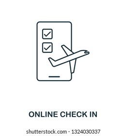 Online Check In icon. Outline thin line style from airport icons collection. Pixel perfect Online Check In icon for web design, apps, software, print usage