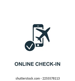 Online check-in icon. Monochrome simple sign from airport elements collection. Online check-in icon for logo, templates, web design and infographics.