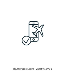 Online check-in icon. Monochrome simple sign from airport elements collection. Online check-in icon for logo, templates, web design and infographics.