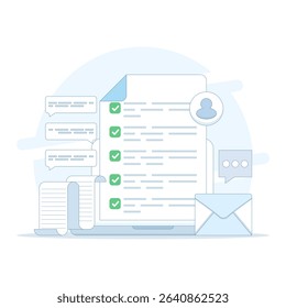 Online Checklist Concept, checkbox with check mark. checklist, to-do list to manage multiple tasks, online work schedule reminder, Checklist on screen. to do tasks. flat design vector illustration.