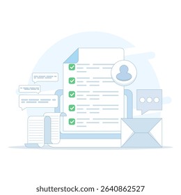Online Checklist Concept, checkbox with check mark. checklist, to-do list to manage multiple tasks, online work schedule reminder, Checklist on screen. to do tasks. flat design vector illustration.