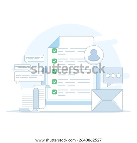 Online Checklist Concept, checkbox with check mark. checklist, to-do list to manage multiple tasks, online work schedule reminder, Checklist on screen. to do tasks. flat design vector illustration.