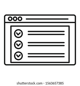 Online checklist icon. Outline online checklist vector icon for web design isolated on white background