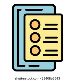 Online checklist icon outline vector. School study. Exam test color flat