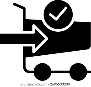 Ilustração de vetor de glifo do ícone de check-out on-line