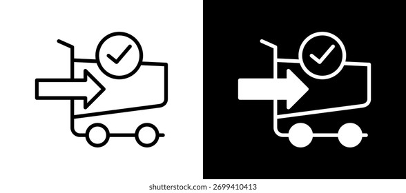 Online-Checkout-Symbol, weißschwarz, Vektorgrafik