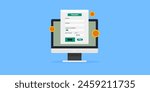 Online checkout page, paying online billing, Digital payment gateway, Payment application - vector illustration with icons