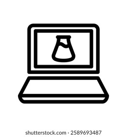 Online chemistry courses icon, Line Vector graphics