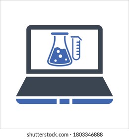 Icono de cursos de química en línea, gráficos vectoriales