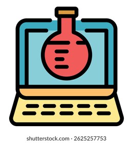 Online chemistry icon. Outline online chemistry vector icon color flat isolated