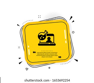 Online chemistry lab icon. Quote speech bubble. Laboratory flask sign. Analysis symbol. Quotation marks. Classic online chemistry icon. Vector