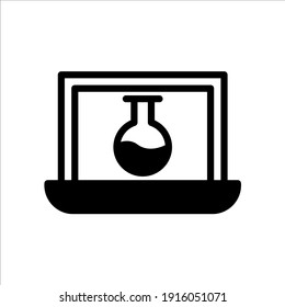 Online chemistry learning icon in glyph style. Icons for online learning and home study.