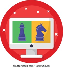 online chess game Concept, Vector Icon Design, Esports or mind sport Symbol, Electronic sports Equipment Sign, Video gaming hardware Stock illustration