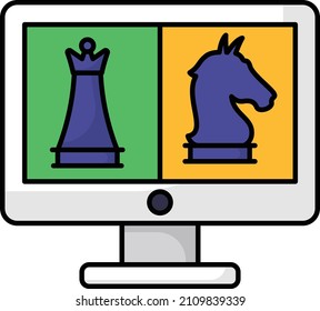 online chess game Concept, Vector Icon Design, E-sports or mind sport Symbol, Digital sports Equipment Sign, Video games hardware Stock illustration